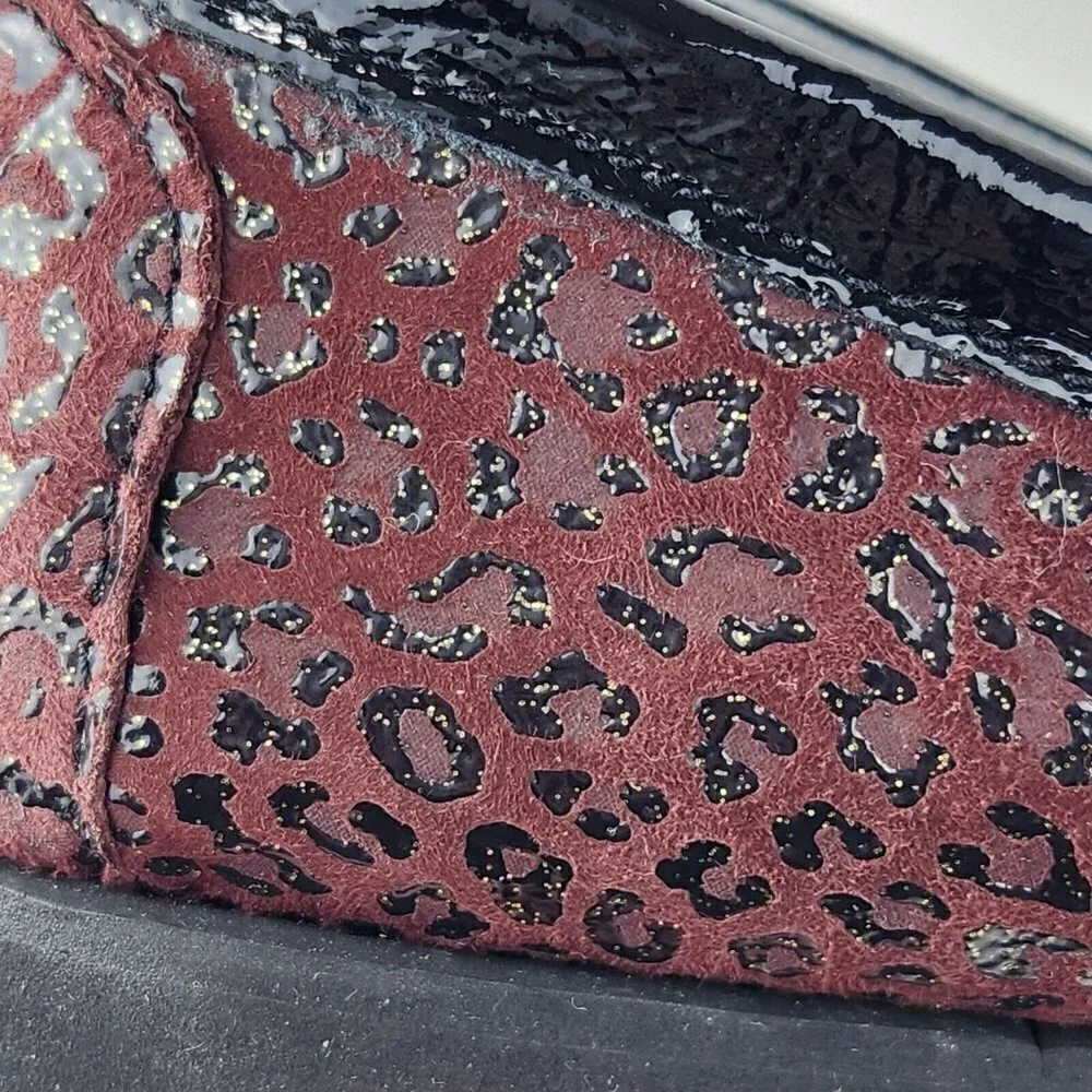 Di Chenzo Platform‎ Loafer Womens 9.5/10 Ocelot Burgundy Leather Italian Leopard